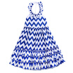 Cool Fashion Backless Kids Girls Wave Stripe Maxi Long Sundress Boho Dress Skirt