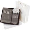 Sanli cotton embossed sample embroidered word towel bath towel gift sets of 3 gift bag dark blue