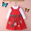 Girl Kids 2pcs Christmas Outfits Solid TopsSleeveless Polka Dot Dress Sets 2-7Y