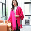 STORY Of SHANGHAI Ladies&39 Solid Color Scarves Wrinkled with Red&White Knit Wearable Shawl Gray