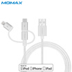 MOMAX three-in-one data charging cable one-third data cable type-c Android apple multi-function charging cable 1m length white