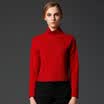 Marc Rebecca solid color long-sleeved leather sweater short paragraph loose high collar collar sweater female 75008D red S
