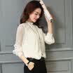Fort Sheng 2017 new women&39s autumn chiffon shirt women&39s long-sleeved bottoming shirt lace shirt shirt yarn yarn shirt tide zx1782810 black XXL