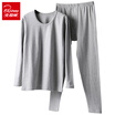 Bejirog womens&mens cotton thin thermal underwear set with round collar