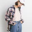 City plus CITYPLUS 2017 autumn&winter new women&39s art long-sleeved lapel lattice shirt coat large size loose casual shirt CWCS179366 pink lattice uniform