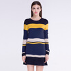 TMi mystery women&39s striped round neck sweater in the long paragraph pullover 144040 Tibetan green fight yellow S