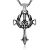 Domineering Skull Ghost Head Pendant Necklace Gorgeous Fashion Skeleton Gothic Cross Pendant Chain Titanium Stainless Jewelry