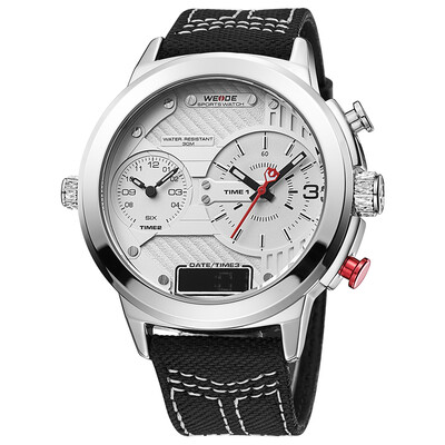 WEIDE WH6405 Quartz Digital Electronic Watch Two Sub-Dials Dual Time Date Display 3ATM Waterproof Timer Business Men Fashion Casua 
WEIDE WH6405 Quartz Digital Electronic Watch Two Sub-Dials Dual Time Date Display 3ATM Waterproof Timer Business Men Fashion Casua