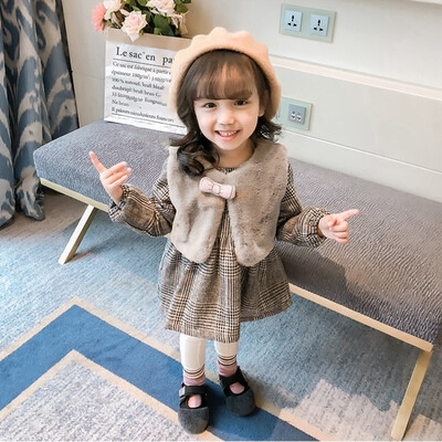 New Autumn Baby Girl Long Sleeve Plaid Print Dress Bowknot Design Plush Vest Casual Outfits Set For Girls Plus 2Pcsset
New Autumn Baby Girl Long Sleeve Plaid Print Dress Bowknot Design Plush Vest Casual Outfits Set For Girls Plus 2Pcsset