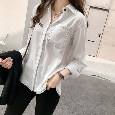 Women Vintage Autumn Shirt Long Sleeve Button Pocket Solid Color Casual Retro Female Blouses Fall Clothes
Women Vintage Autumn Shirt Long Sleeve Button Pocket Solid Color Casual Retro Female Blouses Fall Clothes