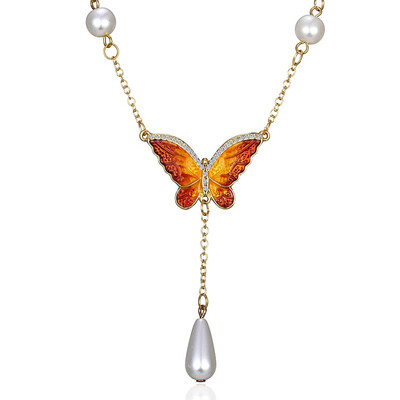 Crystal Metal Printing Butterfly Necklace For Women Imitation Pearl Insect jewelry butterfly Pendant Long Necklace Chain
Crystal Metal Printing Butterfly Necklace For Women Imitation Pearl Insect jewelry butterfly Pendant Long Necklace Chain