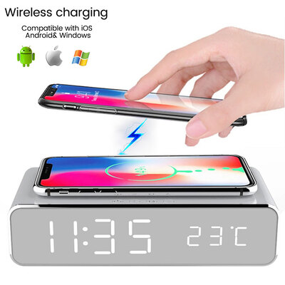 NEW 3 in 1 Wireless Charger & LED Digital Alarm Clock & Thermometer Modern Wooden Design Qi Wireless Charging Pad Desk Clock
NEW 3 in 1 Wireless Charger & LED Digital Alarm Clock & Thermometer Modern Wooden Design Qi Wireless Charging Pad Desk Clock