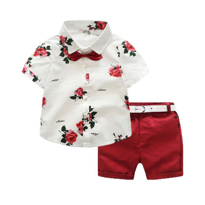 Summer Boys Clothing Sets Children Clothing Set Kids Boy Clothes Flower Tie ShirtsShorts 2PCS Gentleman Suit With Tie
Summer Boys Clothing Sets Children Clothing Set Kids Boy Clothes Flower Tie ShirtsShorts 2PCS Gentleman Suit With Tie