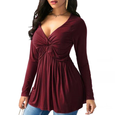 Women Autumn Plus Size Sexy Deep V Neck Long Sleeve Ruffle Solid T Shirt Loose Casual Tops
Women Autumn Plus Size Sexy Deep V Neck Long Sleeve Ruffle Solid T Shirt Loose Casual Tops
