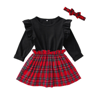 Baby Girls Dress Sets Kids Flare Sleeve Patchwork Design Plaid Pattern Fashion Dresses Casual Sundress With Headband
Baby Girls Dress Sets Kids Flare Sleeve Patchwork Design Plaid Pattern Fashion Dresses Casual Sundress With Headband