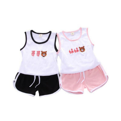 SisterBrother Baby Clothes Set Outfit Sleeveless Cartoon Chinese Character Print Tops Vest Shorts Children Casual Set
SisterBrother Baby Clothes Set Outfit Sleeveless Cartoon Chinese Character Print Tops Vest Shorts Children Casual Set