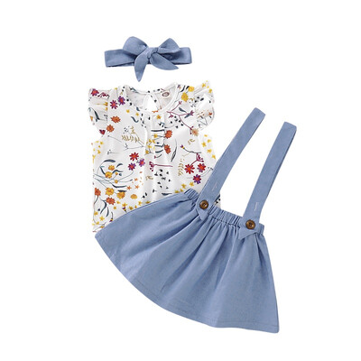 1-5T Summer Baby Girl Flare Sleeve Floral Print T-shirt Blouse Strap Skirts Headband Casual Outfits Set
1-5T Summer Baby Girl Flare Sleeve Floral Print T-shirt Blouse Strap Skirts Headband Casual Outfits Set