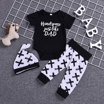 3Pcs Set Baby Boy Cotton Clothes Long Pants Outfits Pajamas Short Sleeve T-Shirt Baby Letter Print Clothes Boy Romper
3Pcs Set Baby Boy Cotton Clothes Long Pants Outfits Pajamas Short Sleeve T-Shirt Baby Letter Print Clothes Boy Romper