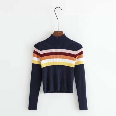 Women Fashion Sweet Colorful Striped Sweater Autumn Winter Turtleneck Knit Bottoming Top Long Sleeve Sweaters
Women Fashion Sweet Colorful Striped Sweater Autumn Winter Turtleneck Knit Bottoming Top Long Sleeve Sweaters