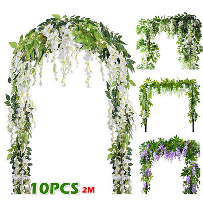 410pcs 2M Artificial Flower Vine Silk Wisteria Garland Hanging Rattan with Ivy Leaf for Wedding Home Decor
410pcs 2M Artificial Flower Vine Silk Wisteria Garland Hanging Rattan with Ivy Leaf for Wedding Home Decor