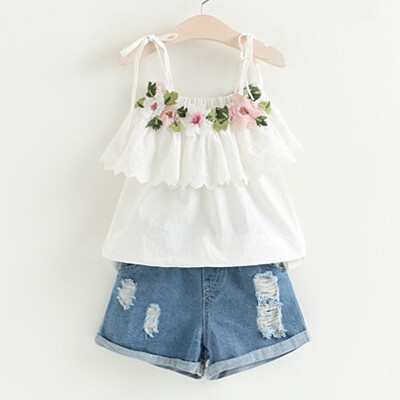 Children Girls Summer Word Shoulder Sling Printed Sleeveless T-Shirt Casual Tops Hole Jeans Pants
Children Girls Summer Word Shoulder Sling Printed Sleeveless T-Shirt Casual Tops Hole Jeans Pants