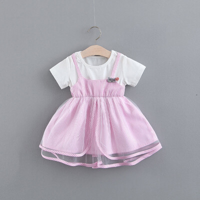 Children Girls Dress Summer Cute Striped Print Fake Two Piece Bottoming Short Sleeved Sweet Princess Dress
Children Girls Dress Summer Cute Striped Print Fake Two Piece Bottoming Short Sleeved Sweet Princess Dress