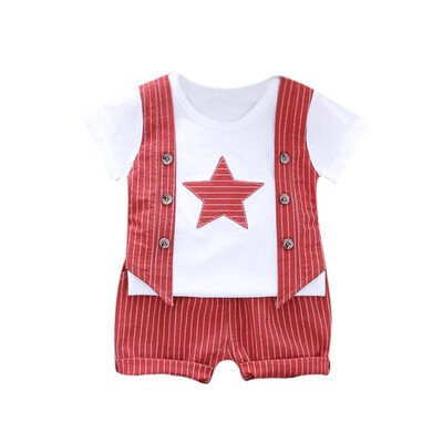 Kids Clothes Set Summer Boy Clothes Fake 2 Piece Stripe Print Tops Blouse T-shirtShorts Children Casual Outfits Sets
Kids Clothes Set Summer Boy Clothes Fake 2 Piece Stripe Print Tops Blouse T-shirtShorts Children Casual Outfits Sets