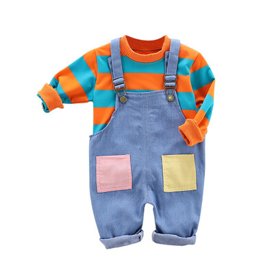 Autumn Baby Boy Girl Outfits Long Sleeve Striped SweatshirtDenim Strap Trousers Casual Sets
Autumn Baby Boy Girl Outfits Long Sleeve Striped SweatshirtDenim Strap Trousers Casual Sets