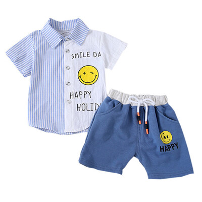 Summer Baby Boys Clothes Short Sleeve Smile Print Tops Blouse ShirtsShorts Casual Outfits Striped Baby Clothing Sets
Summer Baby Boys Clothes Short Sleeve Smile Print Tops Blouse ShirtsShorts Casual Outfits Striped Baby Clothing Sets