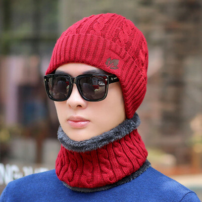 Men Winter Warm Hat Knit Visor Beanie Fleece Lined Beanie Fashion