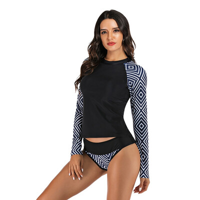 Long Sleeve Rash Guard Swimwear Women TWO Piece Swimsuit Patchwork Front Zipper Bathing Suit Beach Swimming Suit For Women
Long Sleeve Rash Guard Swimwear Women TWO Piece Swimsuit Patchwork Front Zipper Bathing Suit Beach Swimming Suit For Women