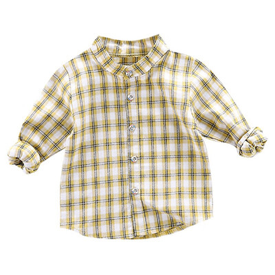 Autumn Baby Boys Long Sleeve Plaid Print Shirts Kids Tops Tees Casual Fashion Shirts