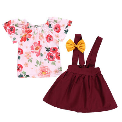 Baby Girls Clothes Set Floral T-shirt Dress Set Lovely Bowknot Dress Suspenders Sets for Summer
Baby Girls Clothes Set Floral T-shirt Dress Set Lovely Bowknot Dress Suspenders Sets for Summer