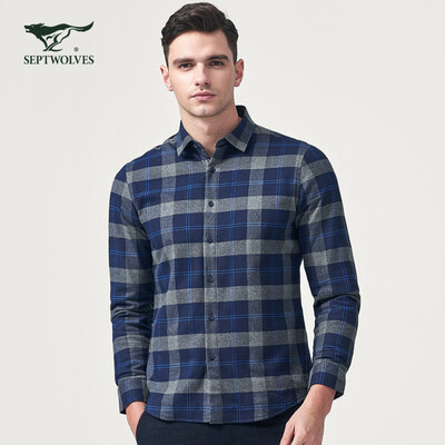 Seven wolves long-sleeved shirt men 2018 winter new fashion casual plaid long-sleeved shirt cotton thick new shirt mens 102 dark blue 16548AM
Seven wolves long-sleeved shirt men 2018 winter new fashion casual plaid long-sleeved shirt cotton thick new shirt mens 102 dark blue 16548AM