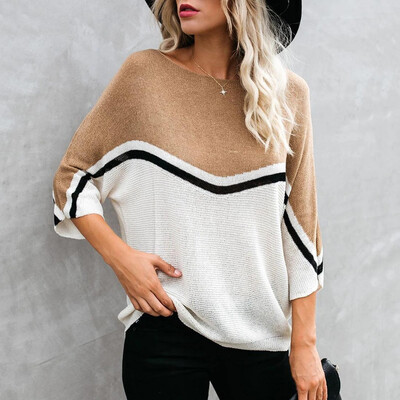 Tailored Womens Color Block Crewneck Sweaters Bat Sleeve Loose Chunky Knitted Pullover
Tailored Womens Color Block Crewneck Sweaters Bat Sleeve Loose Chunky Knitted Pullover