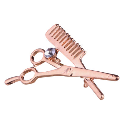 Comb Scissors Salon Hairstylist Barber Unisex Jacket Coat Brooch Pin Jewelry New