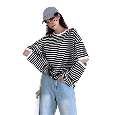 Women Hollow Stripes Wild T-Shirt Loose Round Collar Summer Print Loose Long Sleeve Casual Simple T-Shirt
Women Hollow Stripes Wild T-Shirt Loose Round Collar Summer Print Loose Long Sleeve Casual Simple T-Shirt