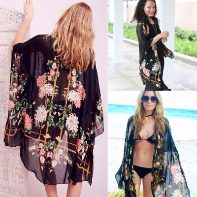 Women Beach Cover Up Floral Print Open Front Loose Retro Boho Cardigan Shawl Poncho Black
Women Beach Cover Up Floral Print Open Front Loose Retro Boho Cardigan Shawl Poncho Black