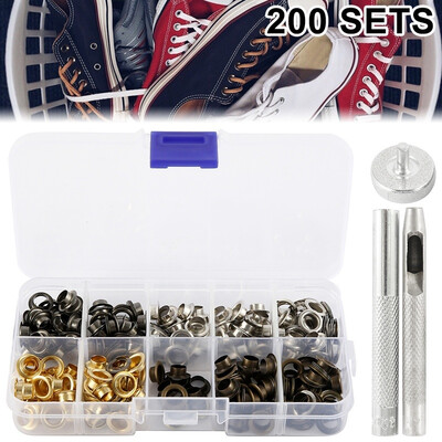 200pcs Metal Eyelets Set 6mm Metal Grommets Rings Kit With Mounting Punch Rods For DIY Leather Craft Clothing Sewing Supplies
200pcs Metal Eyelets Set 6mm Metal Grommets Rings Kit With Mounting Punch Rods For DIY Leather Craft Clothing Sewing Supplies