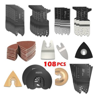 108Pcs Oscillating Multitool Saw Blades Quick Release Multi Tool Kits Metal Woodworking Cutting Sanding&Grinding
108Pcs Oscillating Multitool Saw Blades Quick Release Multi Tool Kits Metal Woodworking Cutting Sanding&Grinding