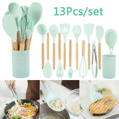 13PCS Silicone Kitchen Utensils Set for Nonstick Pan -- Storage Bucket Healthy Cookware Easy
13PCS Silicone Kitchen Utensils Set for Nonstick Pan -- Storage Bucket Healthy Cookware Easy