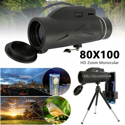 80x100 Zoom Waterproof HD Optical Lens Monocular Telescope with Triangle Bracket Phone Clip
80x100 Zoom Waterproof HD Optical Lens Monocular Telescope with Triangle Bracket Phone Clip