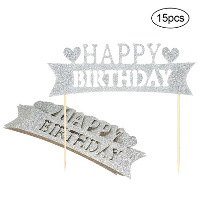 15pcs Glitter Paper Happy Birthday Cake Topper Birthday Party Celebration Cupcake Dessert Decoration Supplies--Mix Colors
15pcs Glitter Paper Happy Birthday Cake Topper Birthday Party Celebration Cupcake Dessert Decoration Supplies--Mix Colors