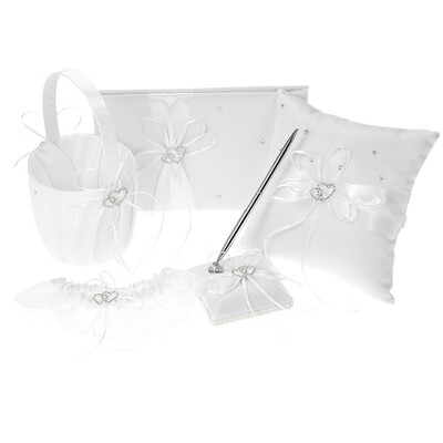 5pcsset Wedding Supplies Double Heart Satin Flower Girl Basket 7 7 inches Ring Bearer Pillow Guest Book Pen Holder Brid
5pcsset Wedding Supplies Double Heart Satin Flower Girl Basket 7 7 inches Ring Bearer Pillow Guest Book Pen Holder Brid