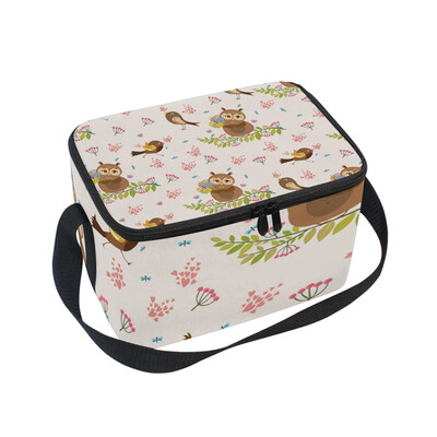 ALAZA Lunch Box Insulated Owl And Birds Lunch Bag Large Cooler Tote Bagfor Men Women