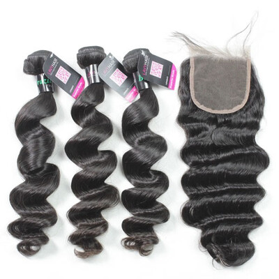 Superior Grade mix 4 bundles with 44 lace closure Brazilian loose wave Virgin Human hair extensions
Superior Grade mix 4 bundles with 44 lace closure Brazilian loose wave Virgin Human hair extensions