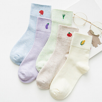Ladies cartoon socks cotton Japanese cute animal pattern in stockings 5 pairs