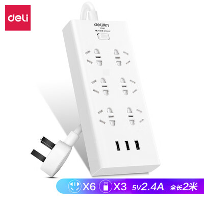 Deli deli USB socket 3USB24A6 combination hole patch panel strip plug tow board full length 2 meters 27081
Deli deli USB socket 3USB24A6 combination hole patch panel strip plug tow board full length 2 meters 27081