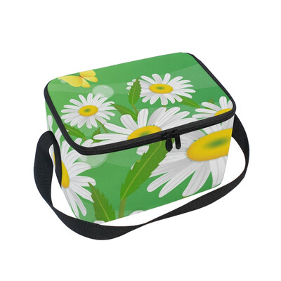 ALAZA Insulated Lunch Box Butterfly Daisy Lunch Bag for Men Women Portable Tote Bag Cooler Bag