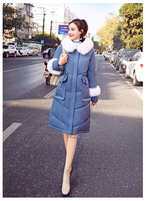 Mid-length down jacket winter fashion loose white duck down large fur collar coat 90308
Mid-length down jacket winter fashion loose white duck down large fur collar coat 90308